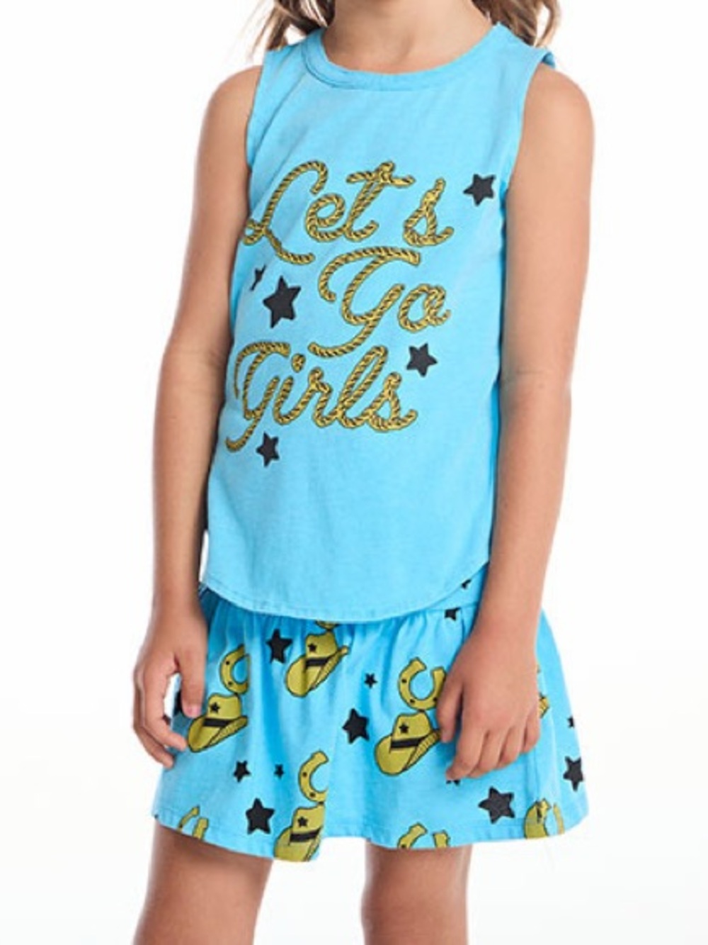Chaser Lets Go Girls Peplum Skort and matching Muscle Tee size 4